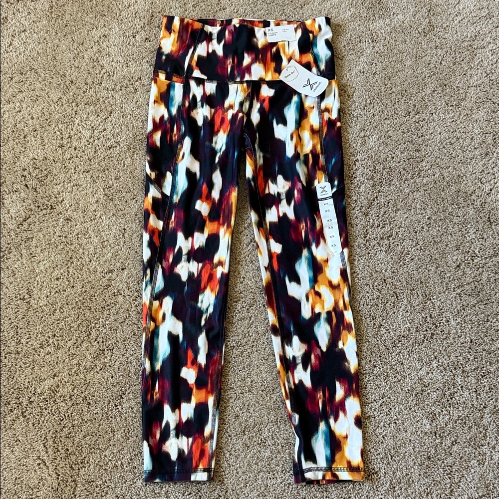 Xersion NWT Multicolor Patterned Kids High Rise Leggings Exercise Athletic